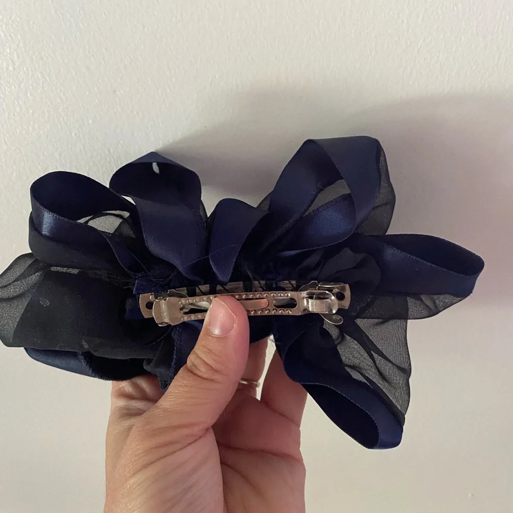 Vintage Classic Christmas Holiday hair accessories 90s blue and gold‎ bows